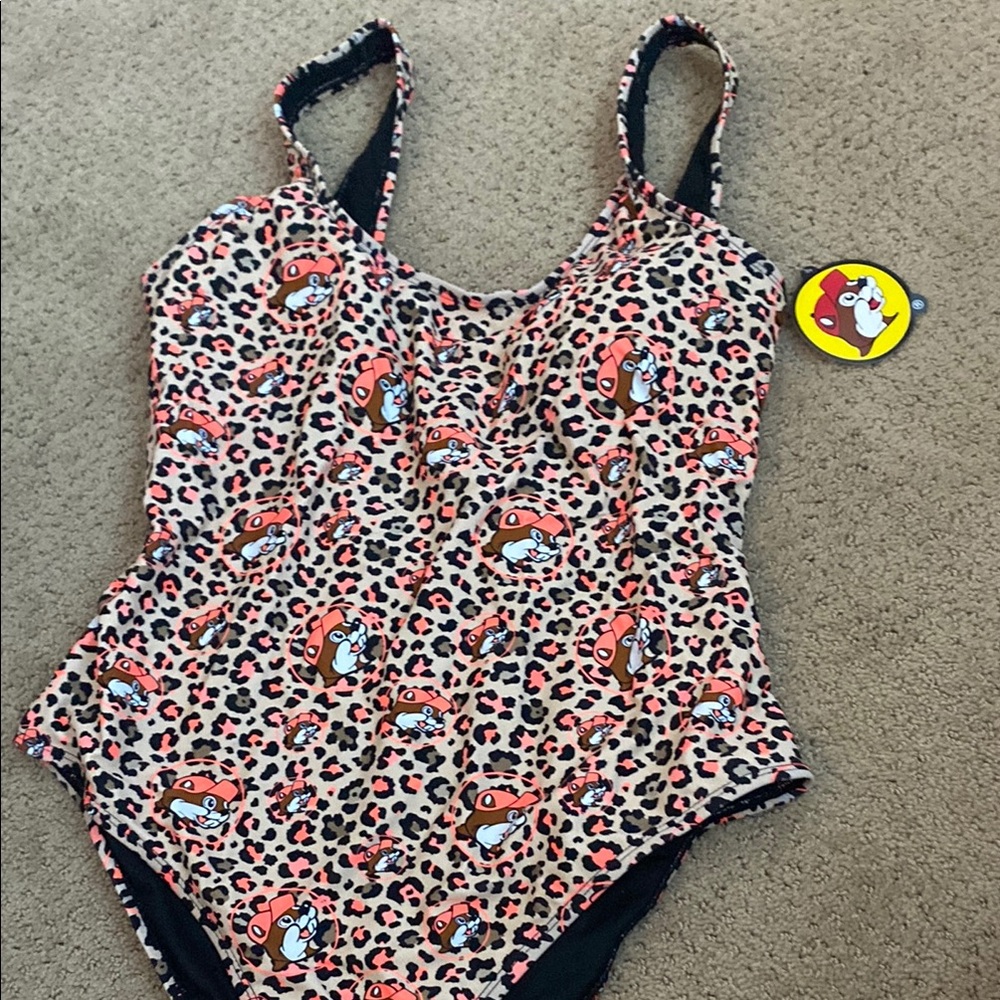 BUCCEES Leopard Print Swimsuit with Cartoon Design
